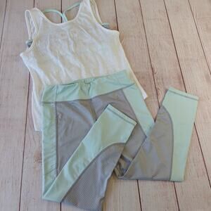 Xersion athletic tank top & striped quick-dri capri legging set sz L/14